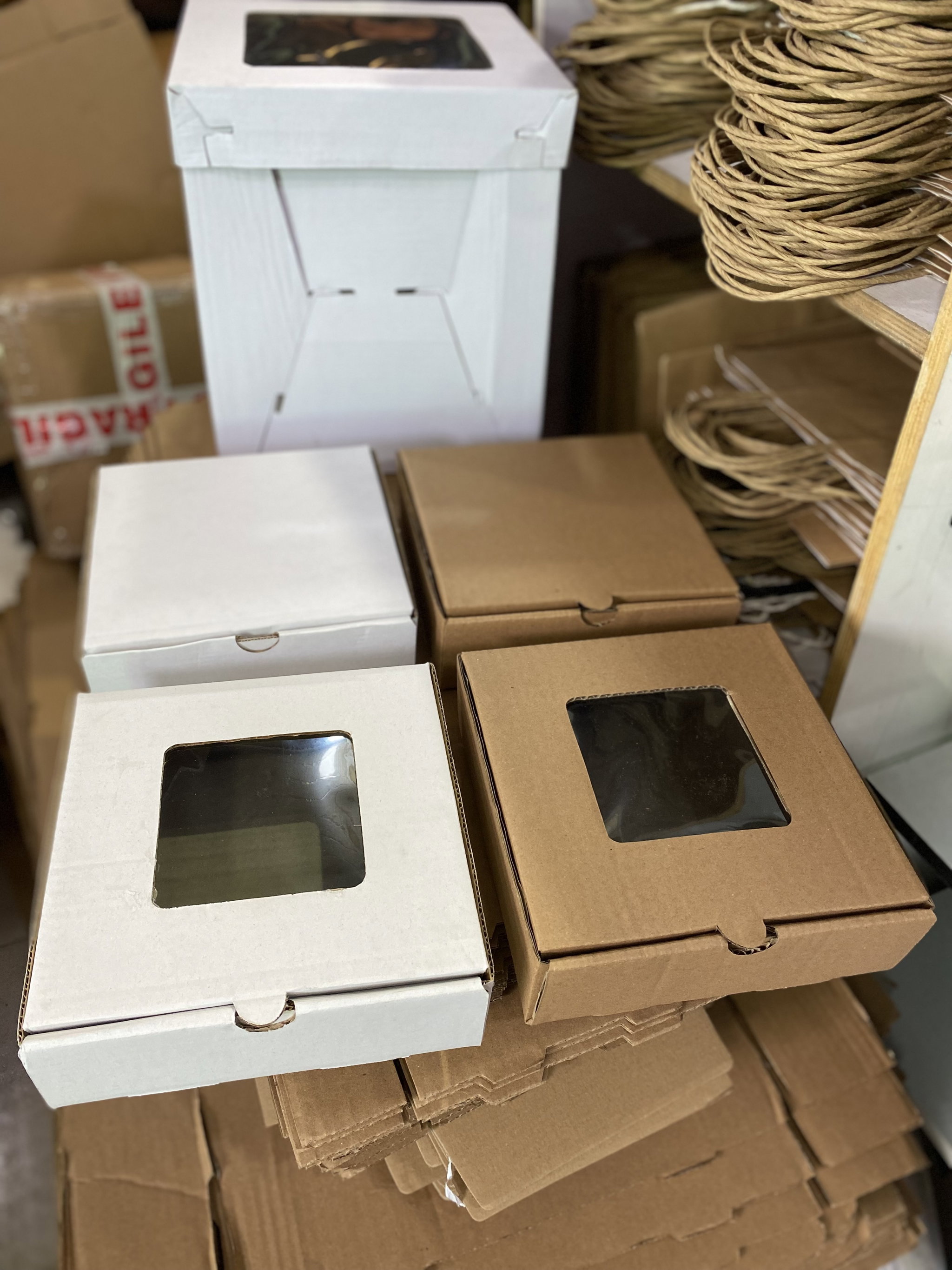 CATERING PLATTER BOXES - 8” x 8” x 2.5”  / WHITE WITH WINDOW_1