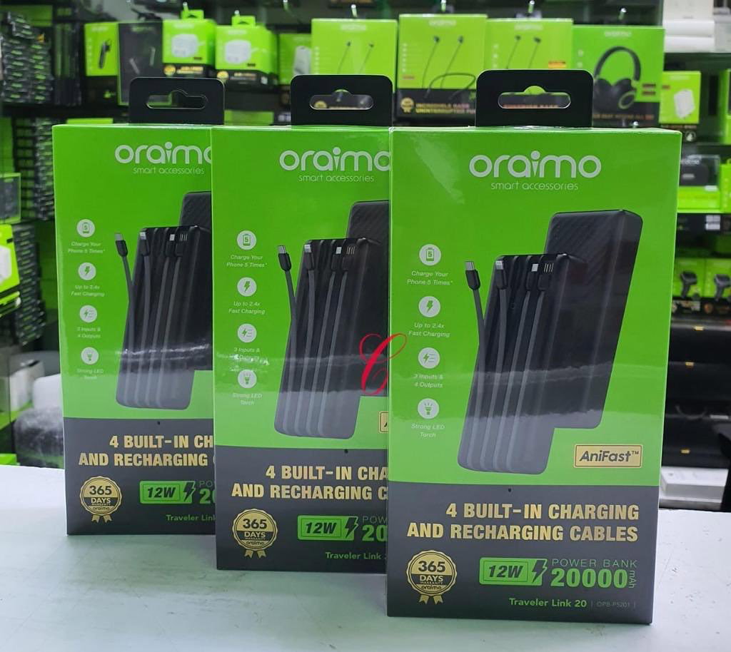 Oraimo 20000mAh avec 4 cordons