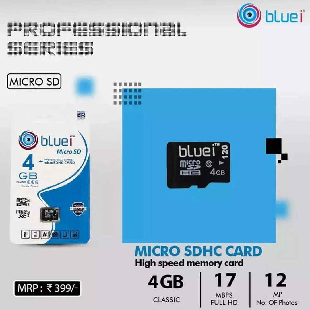 Bluei 4 GB Memory Card With Warranty
