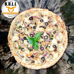 Pizza Bugsy - Jamur Dengan Saus Keju Alfredo 