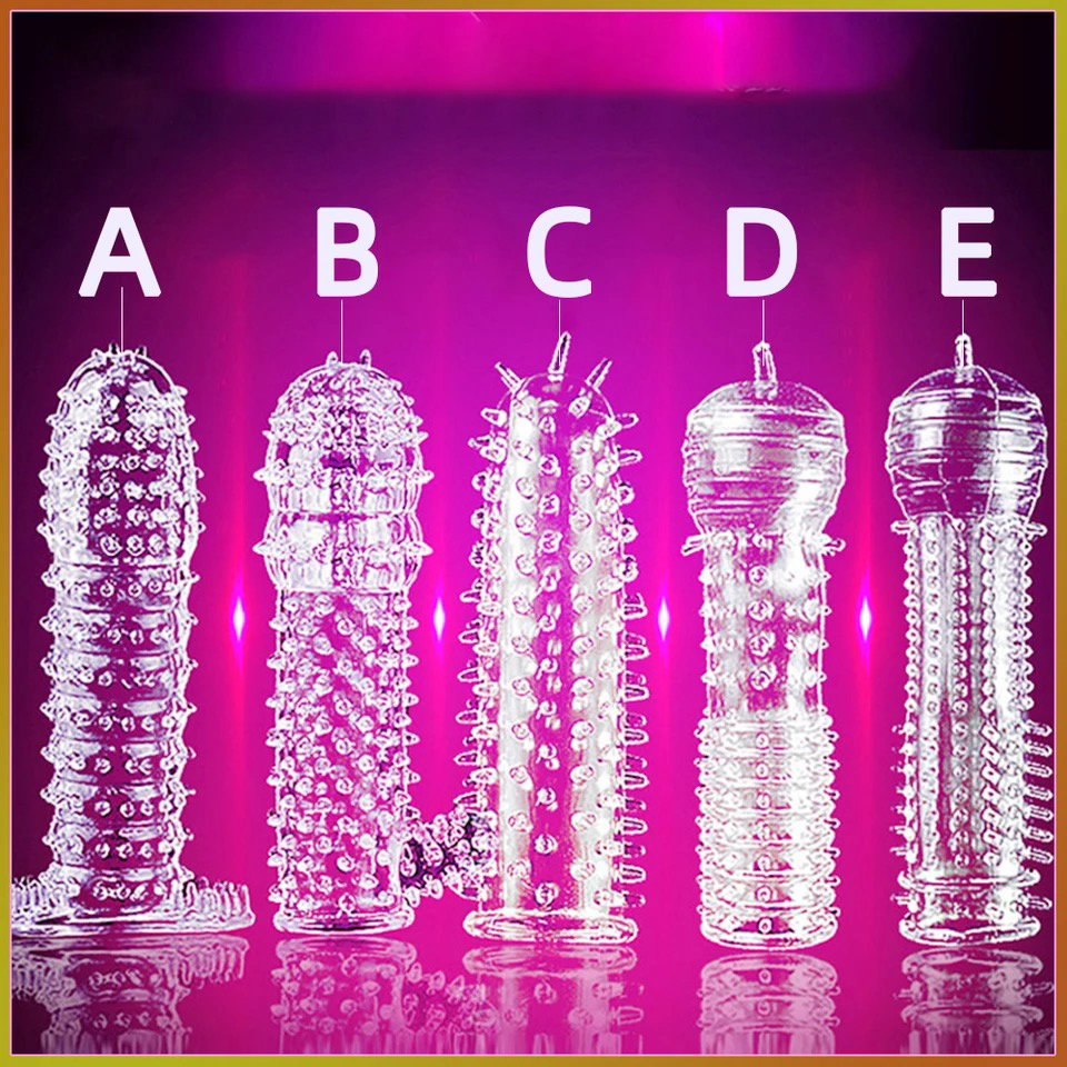 Penis Cock Ring for Male Sheath Reusable Condom Ribbed Stimulate Ejaculation Delay Penis Sleeve Sex Toys