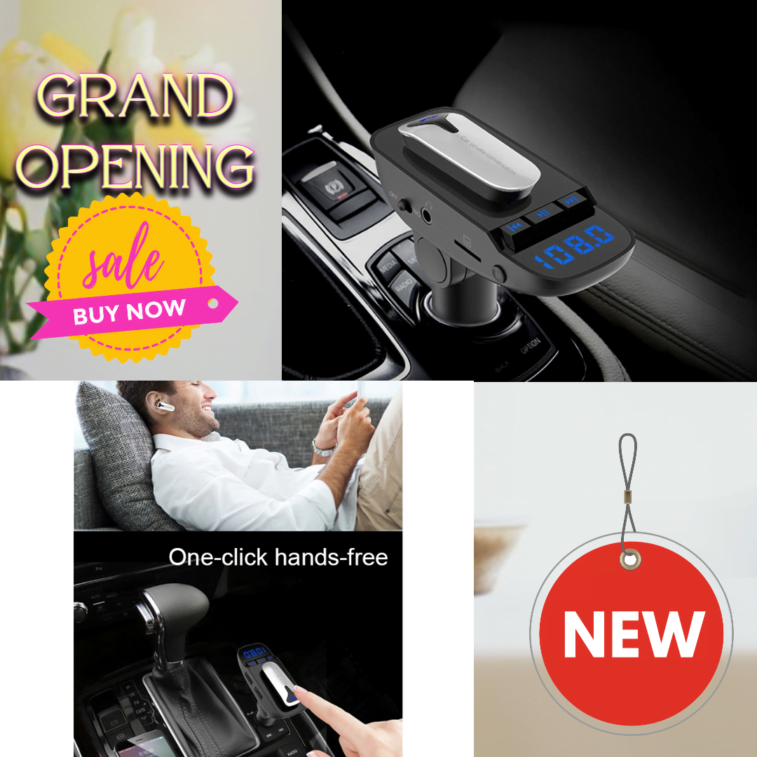 2 in 1 Hands-Free Calling Car Kit Wireless Bluetooth Headset