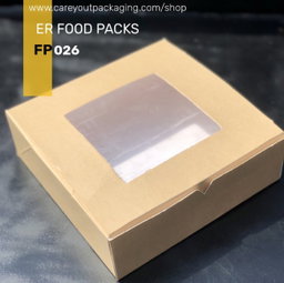 PLAIN KRAFT BROWN “ER” TAKEOUT BOXES - 8” x 8” x 3.5” / WINDOWED & NON WINDOWED 