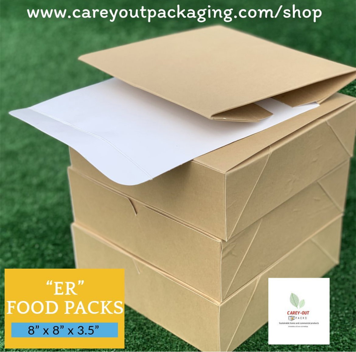 PLAIN KRAFT BROWN “ER” TAKEOUT BOXES - 8” x 8” x 3.5” / WINDOWED & NON WINDOWED _8