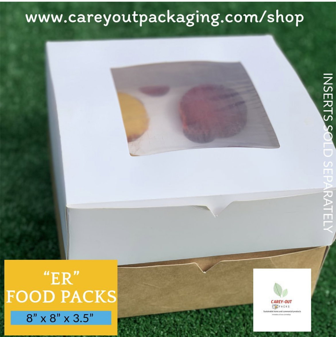 PLAIN  WHITE “ER” TAKEOUT BOXES - 8” x 8” x 3.5”  / WINDOWED & NON WINDOWED_15