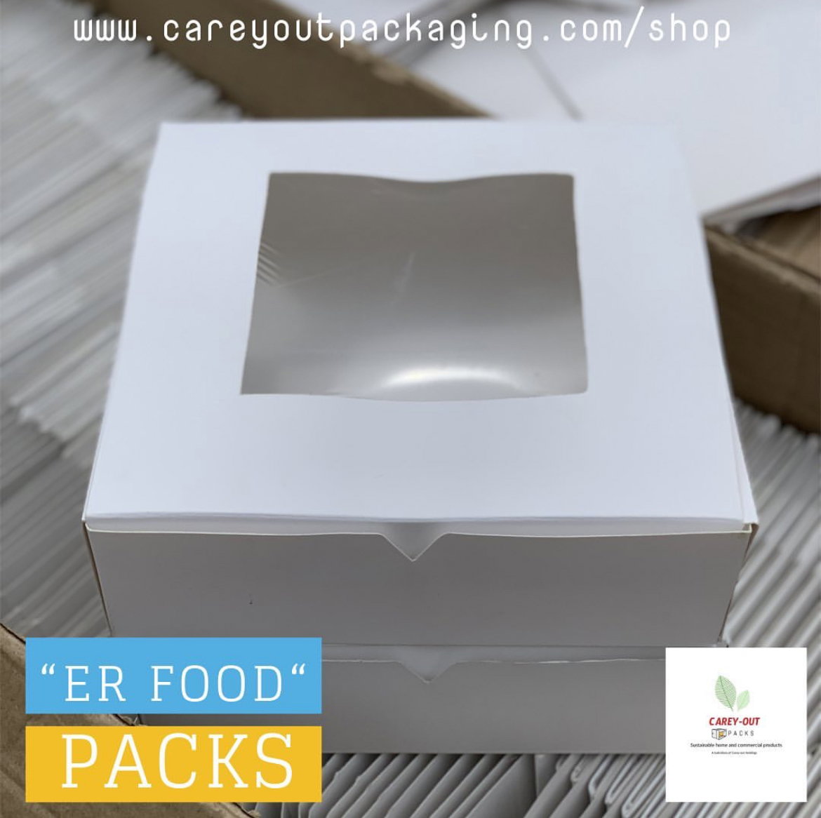 PLAIN  WHITE “ER” TAKEOUT BOXES - 8” x 8” x 3.5”  / WINDOWED & NON WINDOWED_5