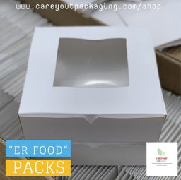 PLAIN  WHITE “ER” TAKEOUT BOXES - 8” x 8” x 3.5”  / WINDOWED & NON WINDOWED