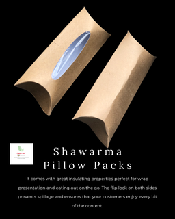 KRAFT SHAWARMA PILLOW PACKS - 380gsm / WINDOWED & NON WINDOWED 