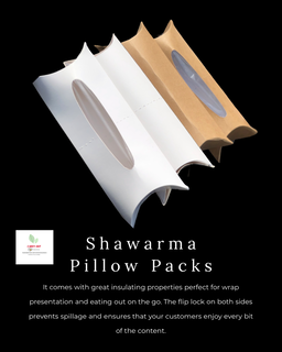 KRAFT SHAWARMA PILLOW PACKS - 380gsm / WINDOWED & NON WINDOWED 
