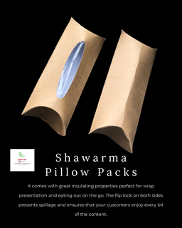 KRAFT SHAWARMA PILLOW PACKS - 380gsm / WINDOWED & NON WINDOWED 