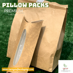 KRAFT SHAWARMA PILLOW PACKS - 380gsm / WINDOWED & NON WINDOWED 