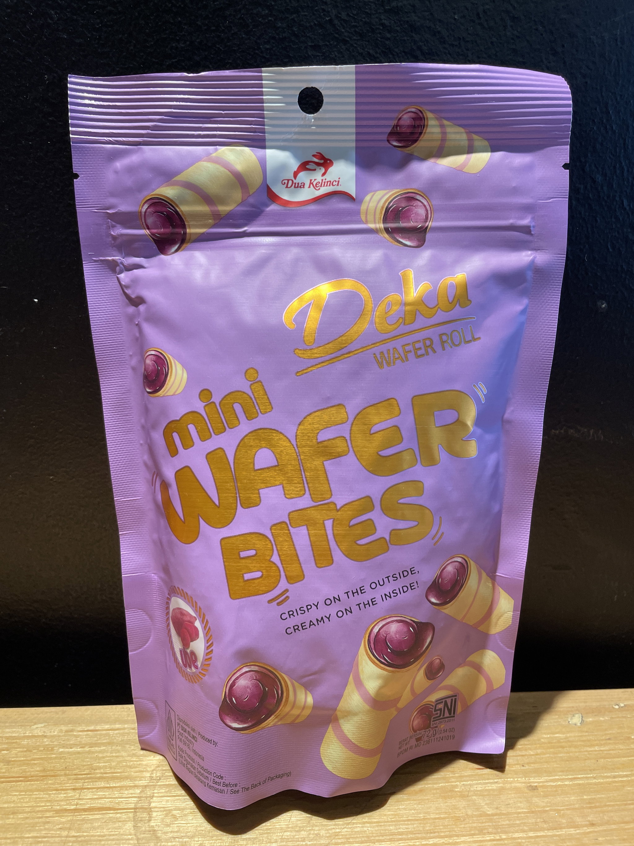 Deka Wafer Roll Mini Wafer Bites Ube Flavor 72g_0