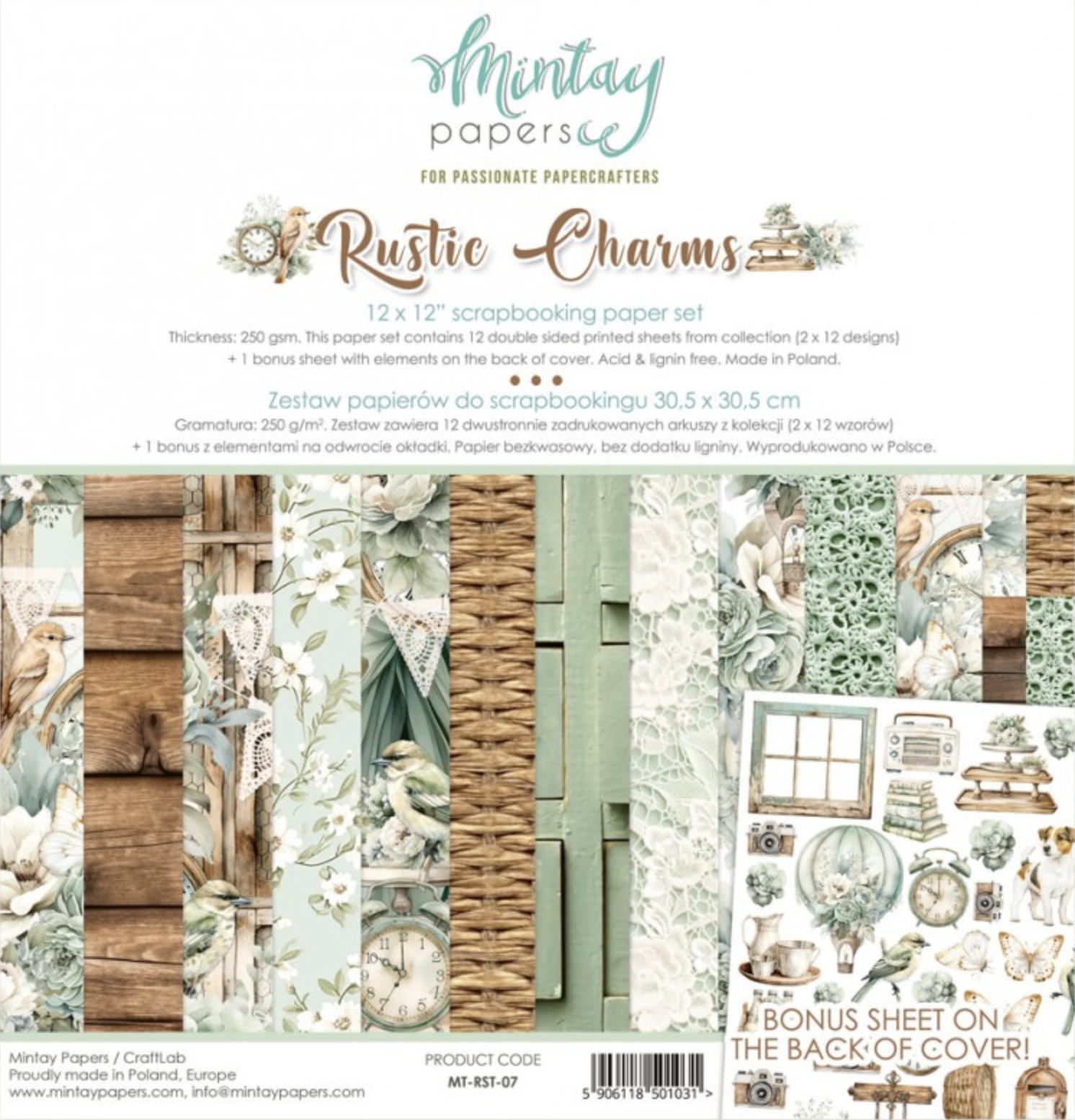 Mintay Rustic Charms Paper Set 