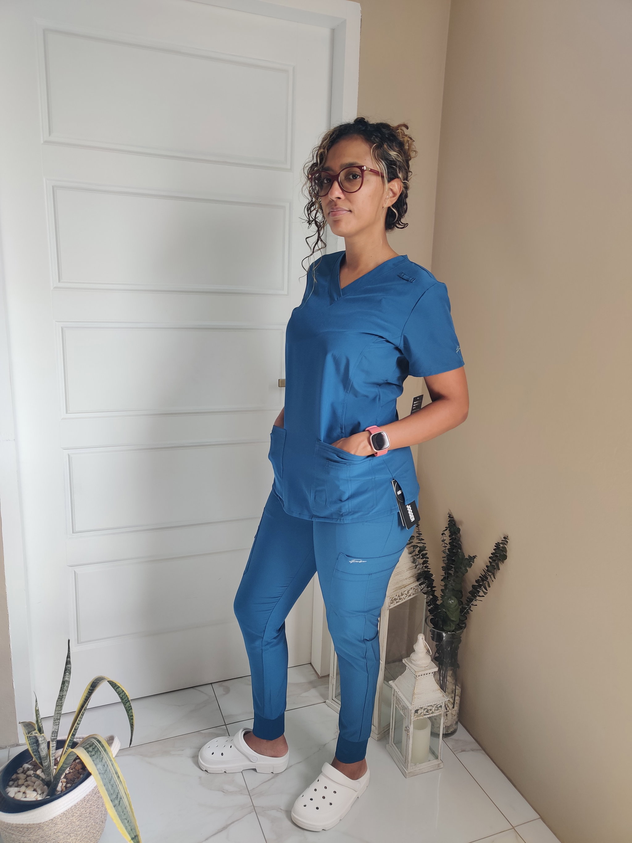 CARIBBEAN BLUE SCRUB TOP  _1