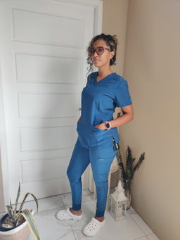 CARIBBEAN BLUE SCRUB TOP  