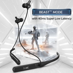 BoAt Rockerz 255 Touch Neckband with 30H Playback, 10mm Dynamic Graphene Drivers, ENx™ Technology, BEAST™ Mode (Pitch Black)