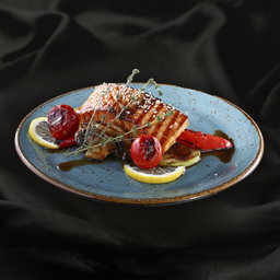 Salmon steak in teriyaki sauce