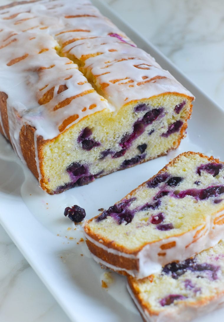 Lemon Blueberry Cake Loaf with Lemon Icing drizzle