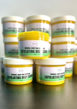 Turmeric,kojic acid and honey body scrub 