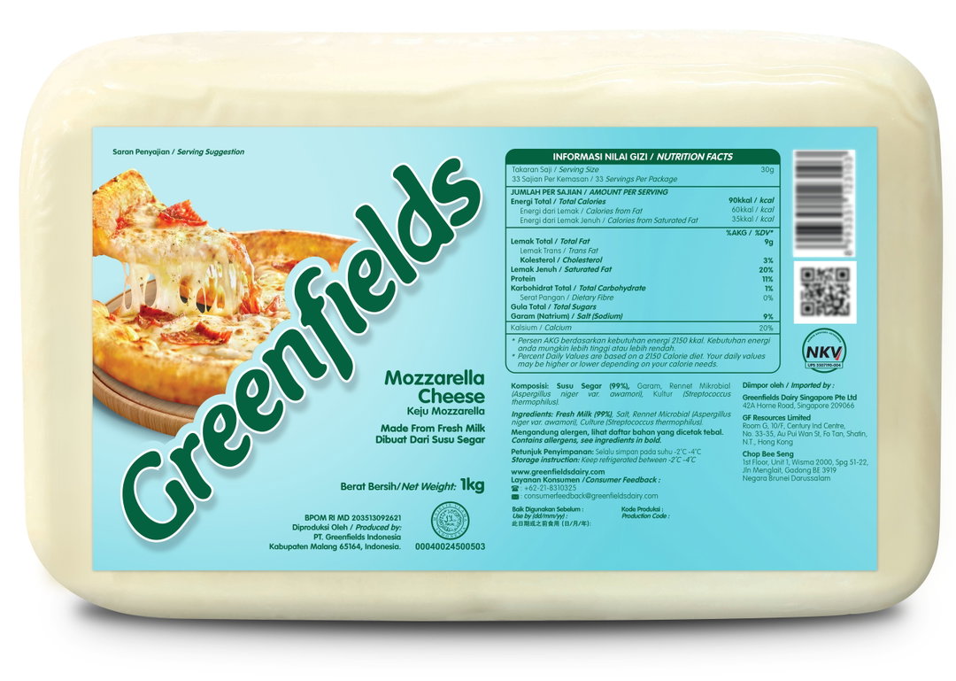 Greenfields Mozzarella Block Cheese 1kg