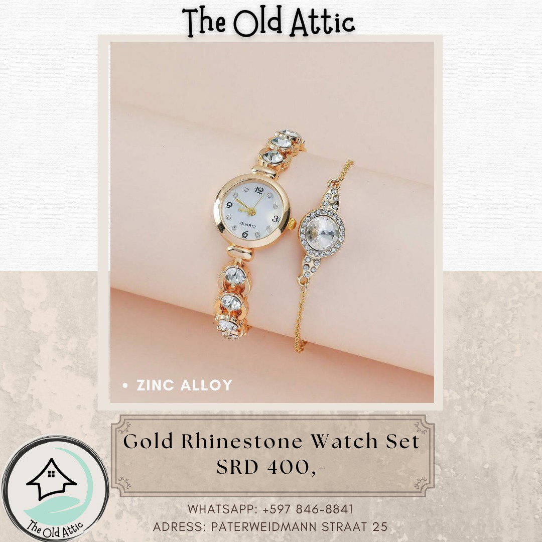 Gold Rhinestone Watch Set