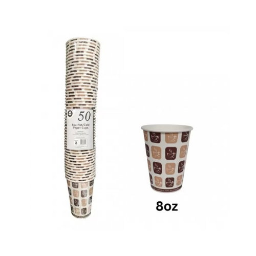PAPER CUPS HOT/COLD DESIGNED 8OZ - 50PCS