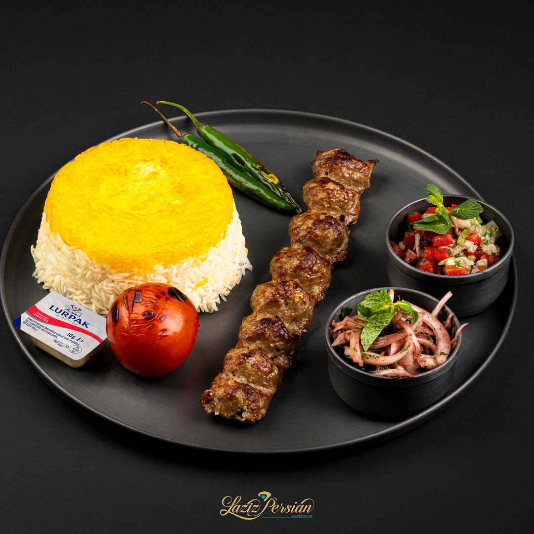 lamb   minced kobide kabab with rice (cholo kabab loghme)