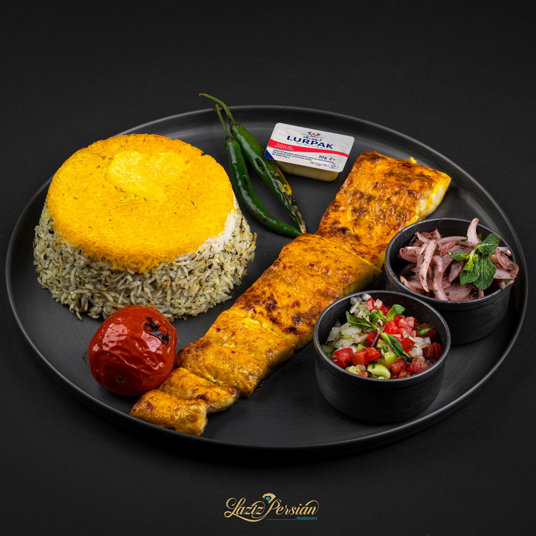cholo mahi Salmon kababi   (grilled Salmon fillet with rice)