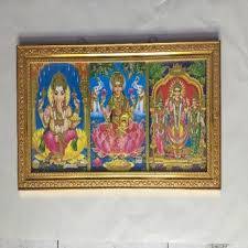 HINDU GOD PHOTO 45cm*15cm SIZE WITH FRAME (VINAYAGAR + LAKSHMI + MURUGAR)
