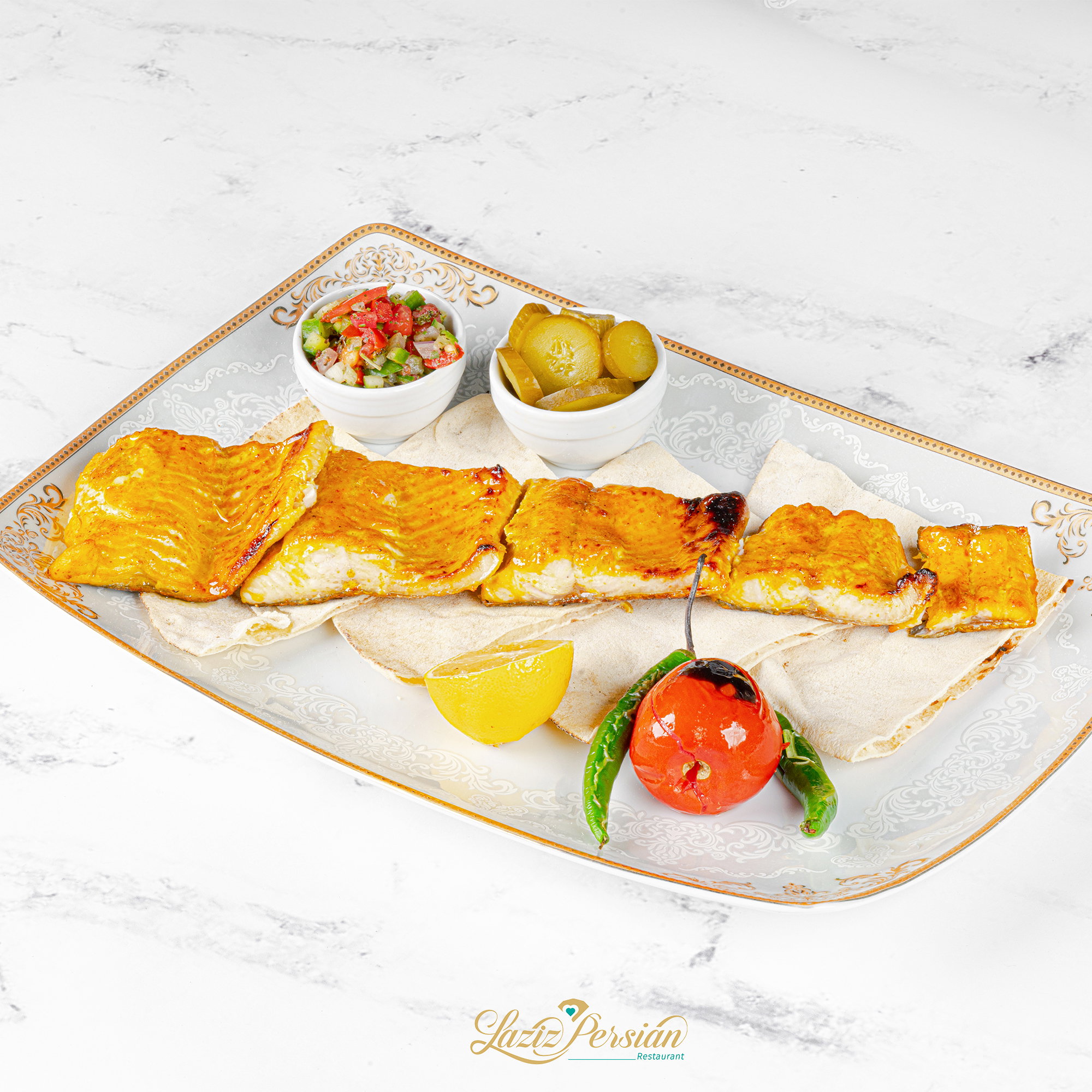 🐟 Cholo mahi Salmon   kababi (grilled Salmon fillet with rice)_0