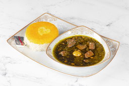 Ghorme Sabzi Stew with rice   (with lamb meat)
