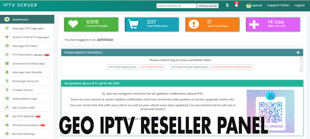 Geo IPTV Reseller Panel - GeoIPTV Panel Free