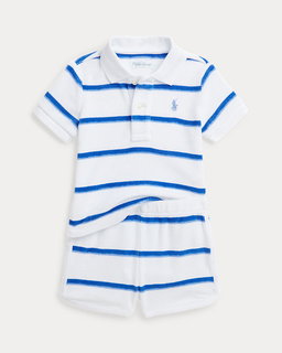Striped Terry Polo Shirt & Short Set