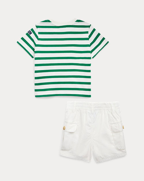 Striped Cotton Tee & Cargo Short Set_1