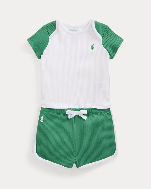 Ribbed Cotton Tee & Short Set