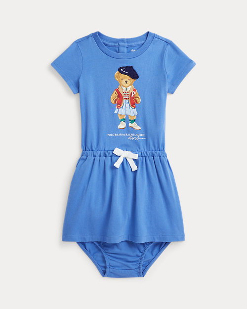 Polo Bear Cotton Jersey Dress & Bloomer