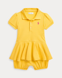 Stretch Mesh Peplum Polo Shortfall