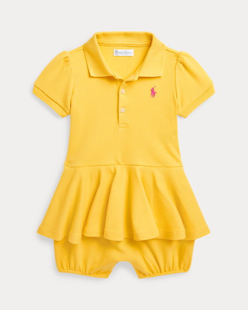 Stretch Mesh Peplum Polo Shortfall