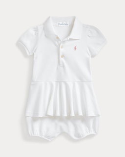 Stretch Mesh Peplum Polo Shortfall