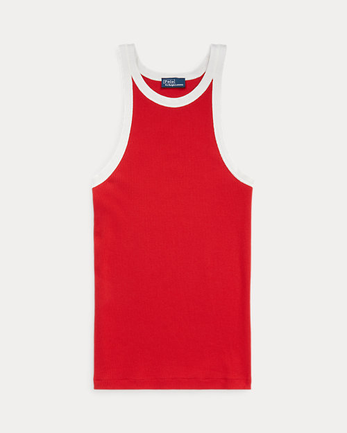 Contrast-Trim Ribbed Cotton Tank Top_1