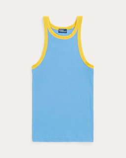 Contrast-Trim Ribbed Cotton Tank Top