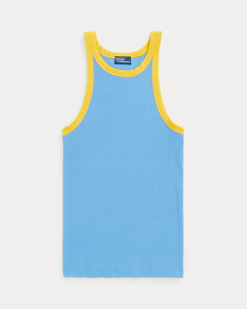 Contrast-Trim Ribbed Cotton Tank Top