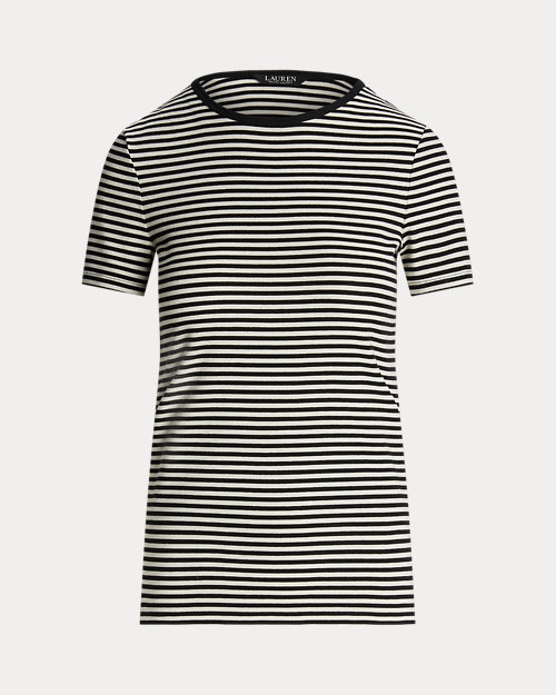 Striped Stretch Cotton Crewneck Tee