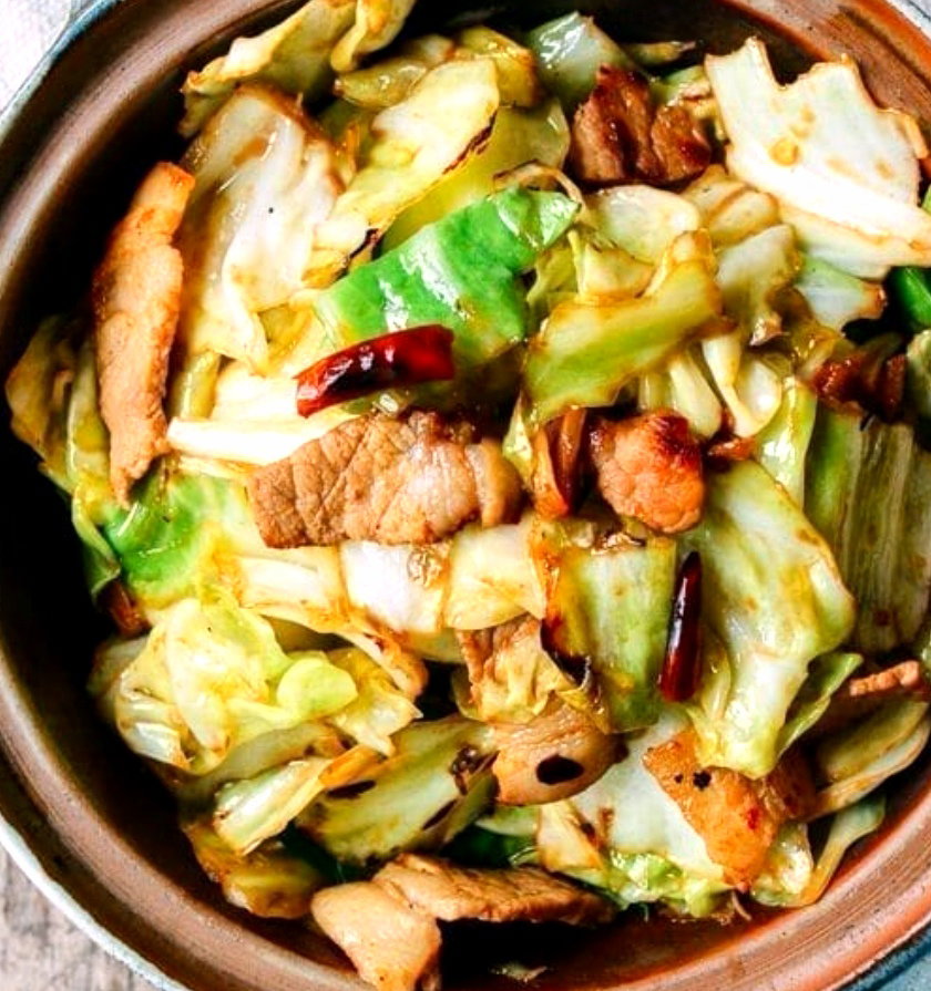 Stirfry Garlic  Roast Pork W Cabbage N Shao Xing_0