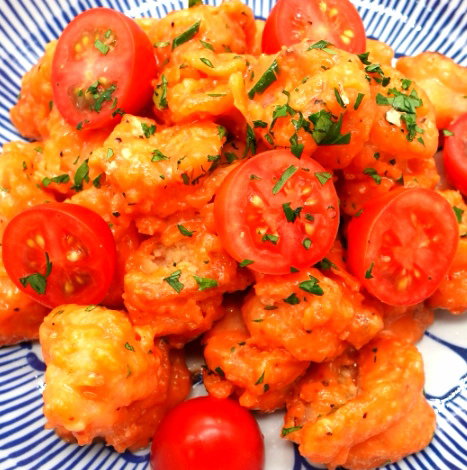 Spicy Mayo Fried Tiger Prawns N Herbs W Cherry Tomatoes _0