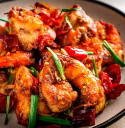 Stirfry Sichuan Chilli Fried Tiger Prawns