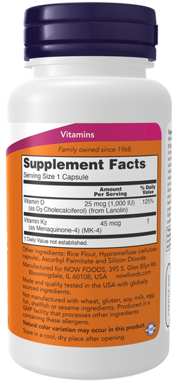 Vitamin D-3 & K-2 1000 IU / 45 mcg 