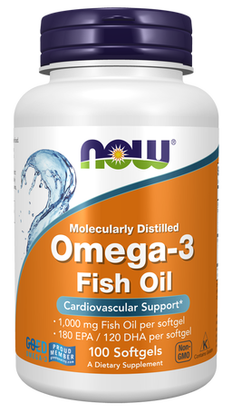 Omega-3 Fish Oil, Molecularly Distilled 1000mg per Softgel