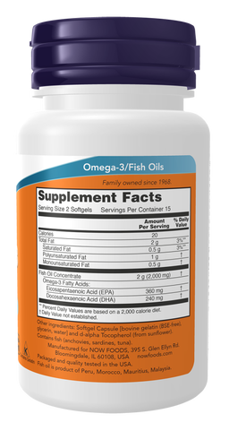 Omega-3 Fish Oil, Molecularly Distilled 1000mg per Softgel