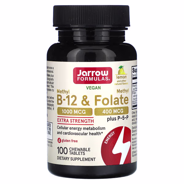 Vegan Methyl B-12 & Methyl Folate, Extra Strength, Lemon Flavour_0